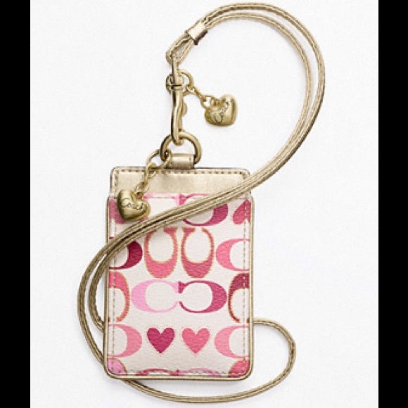 Coach Peyton Signature Heart Charm Lanyard